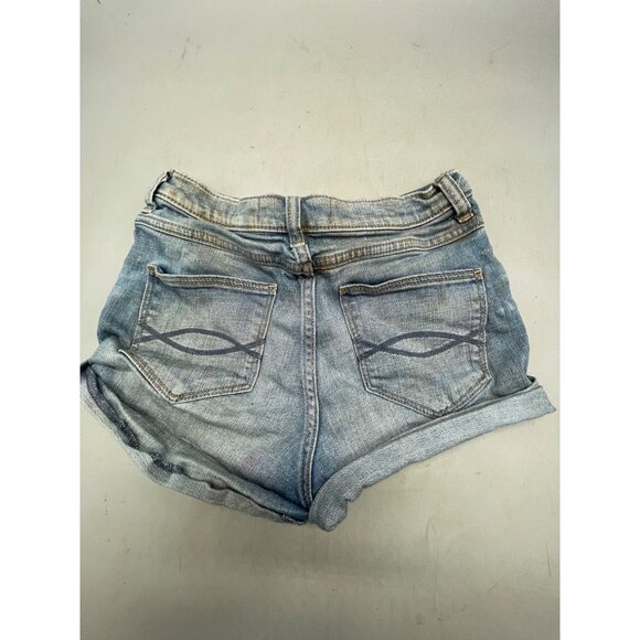 Abercrombie &amp; Fitch shorts high rise Medium blue wash folded bottom READ - Picture 7 of 8